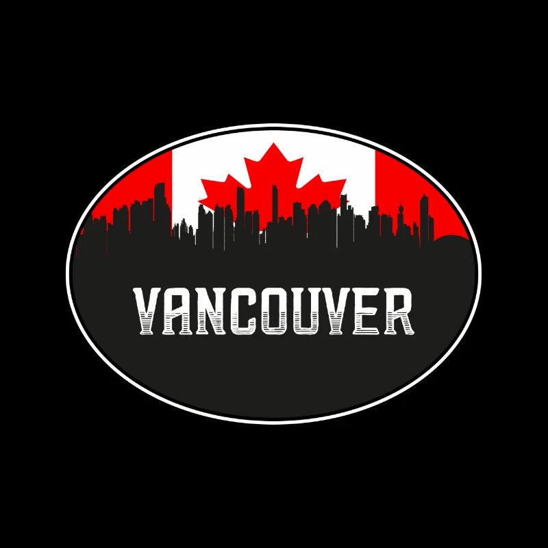 Vancouver Canada Skyline Silhouette Drapeau canadien