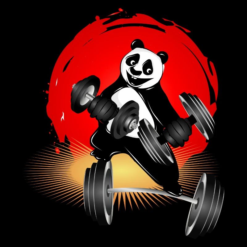 Ours panda bodybuilder avec des haltères tout en faisant de l’exercice