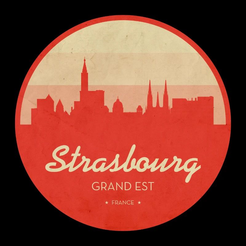 Strasbourg Skyline Vintage Circle