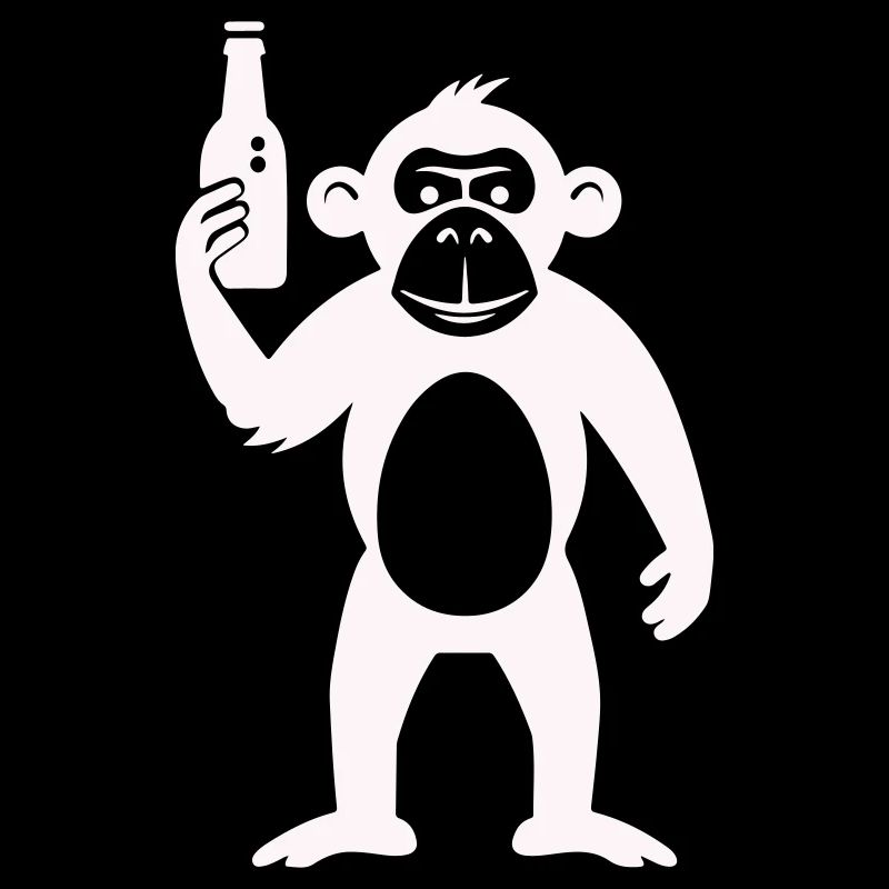 Humorvolle Affe mit Flasche