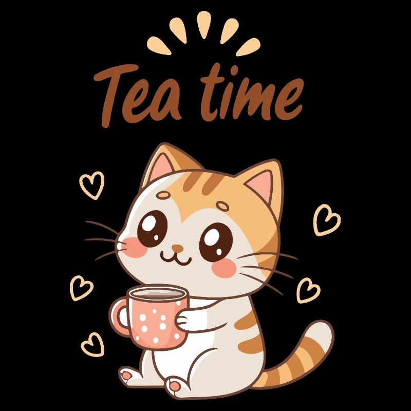 Cute Cat Tea Time Süße Gemütlich