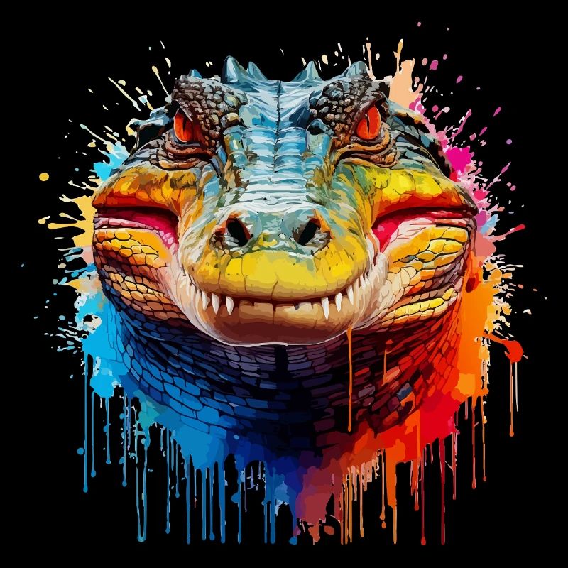 Colorful Crocodile Head Splash