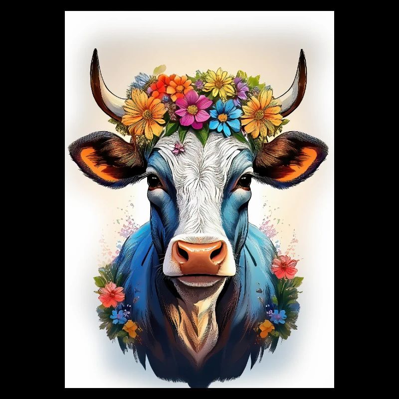 Vache avec couronne de fleurs