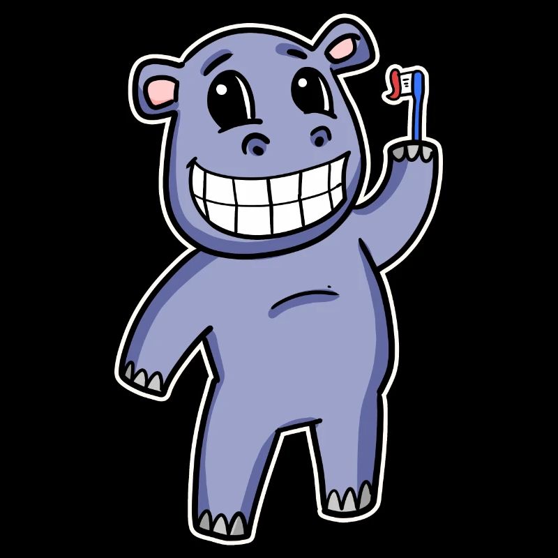 Hippopotame avec brosse à dents