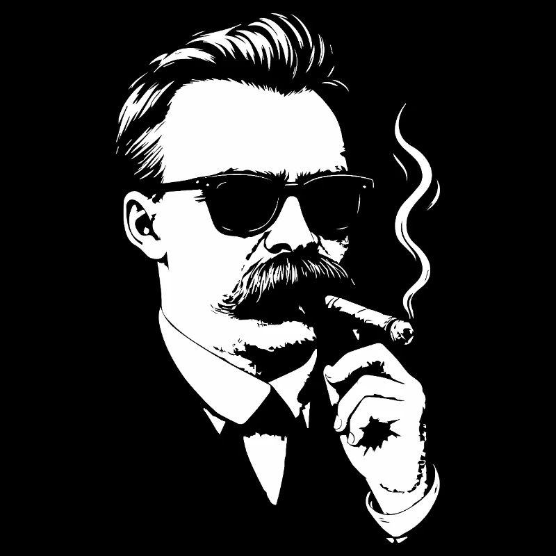 Retro Noir Friedrich Nietzsche raucht eine Zigarre