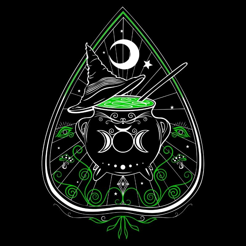 Sorcière Verte Planchette Chaudron Chapeau de Sorcière