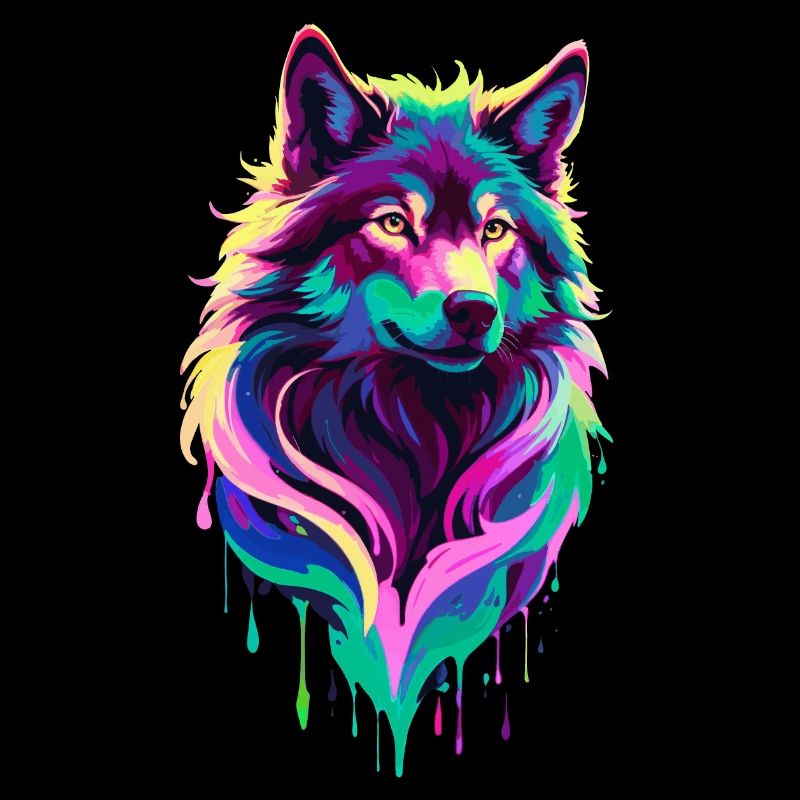 Colorful Wolf Graffiti Wolf Head