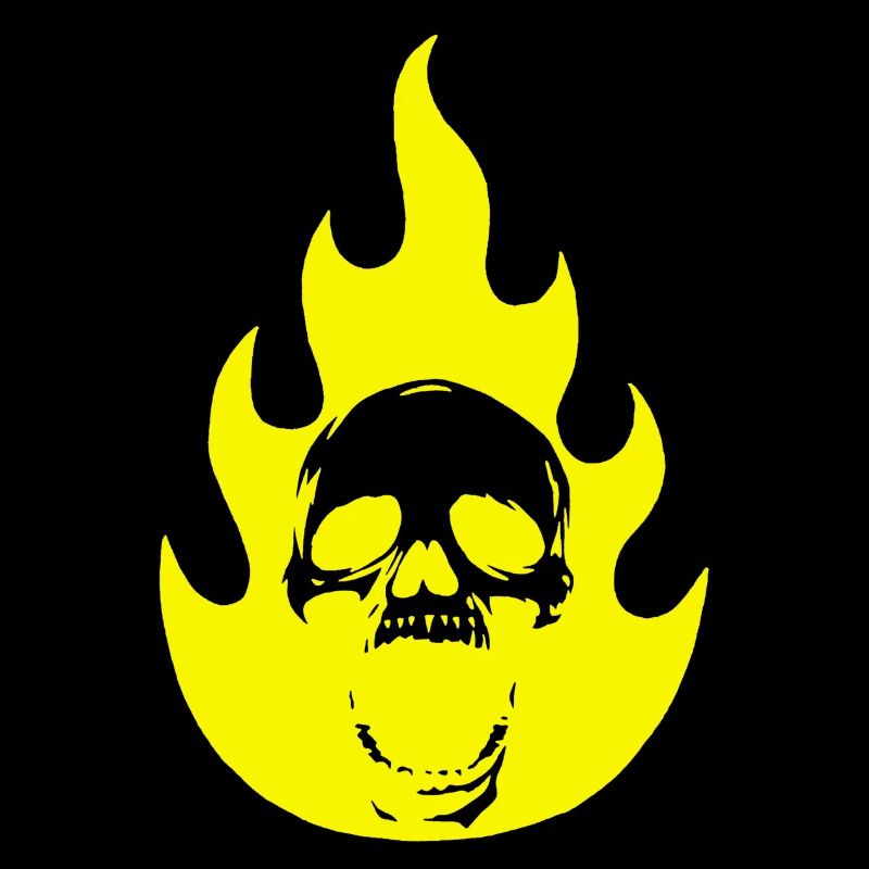 Skull and yellow flame