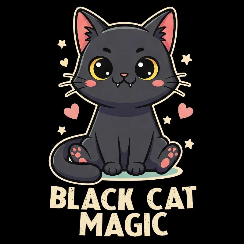 Black Cat Magic Cute Cat Motif