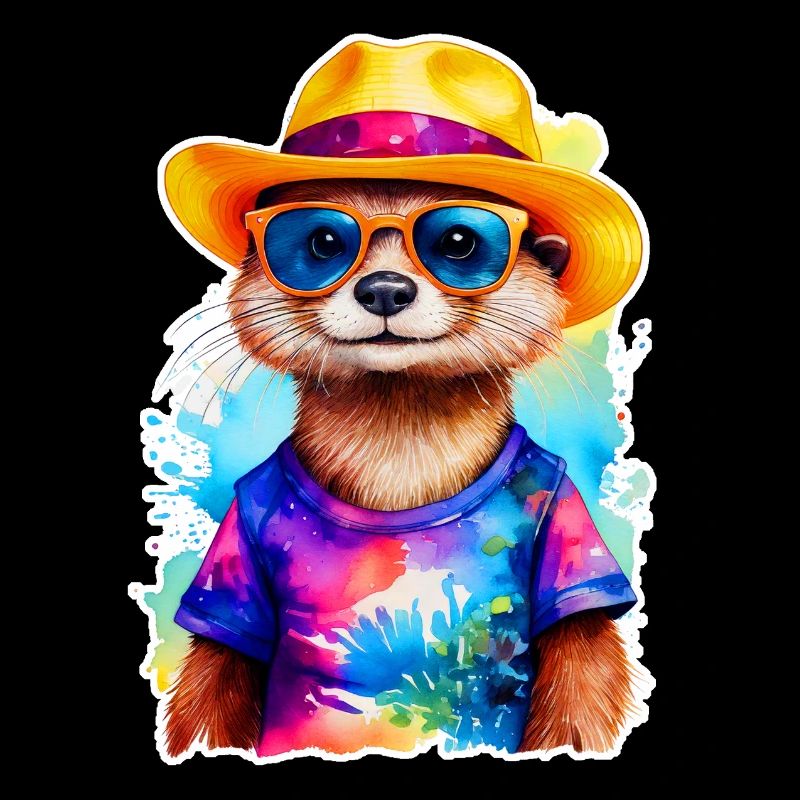 Otter mit Strohhut