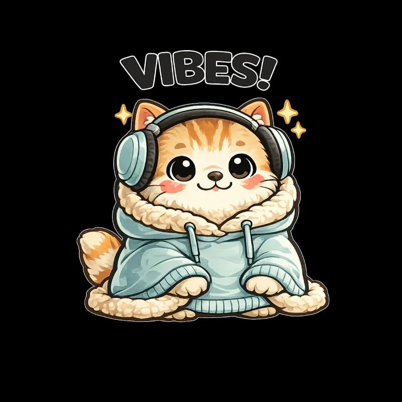 CatsVibes Sweat à capuche DJ Chat