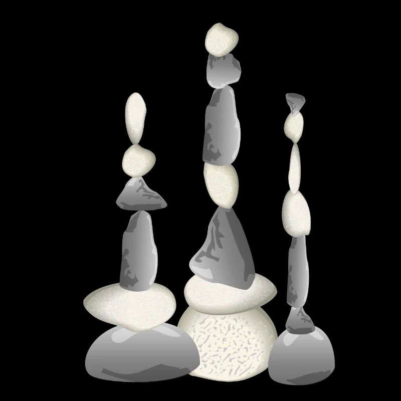 Three Zen-style balancing stone towers