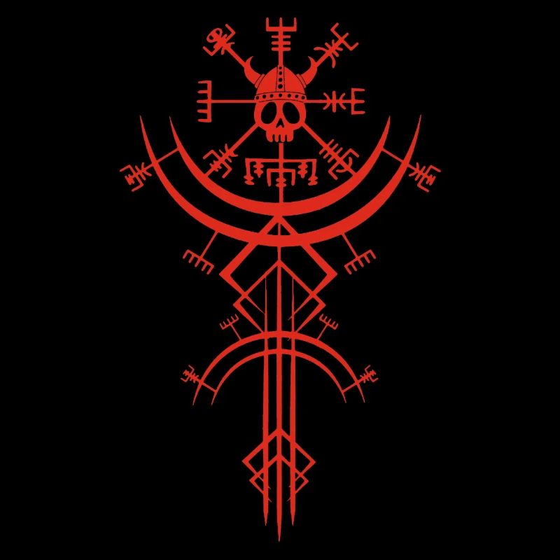 Roter Totenkopf und Wikinger-Kompass