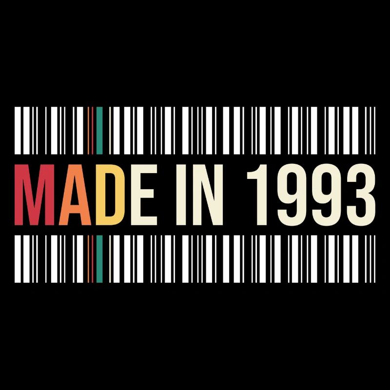 Né en 1993 T-shirt code-barres rétro