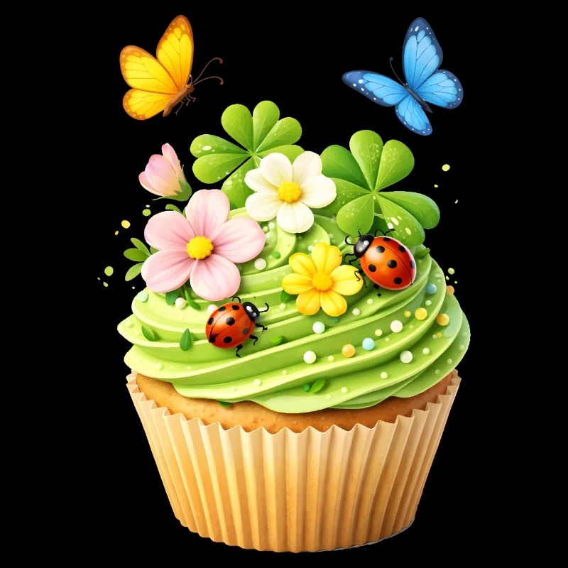 Spring cupcake with flowers