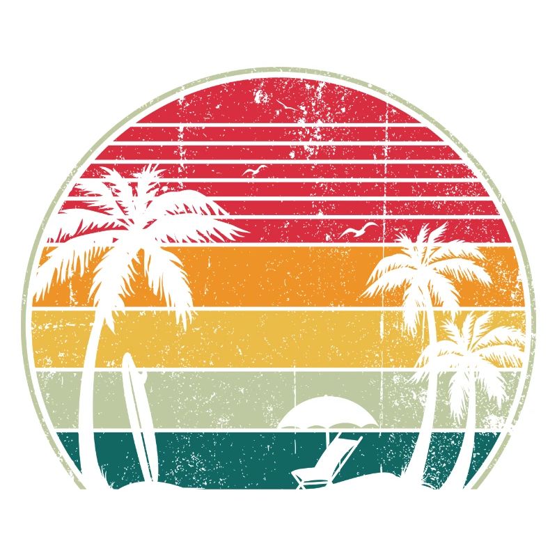 Retro Sunset Palm Circle