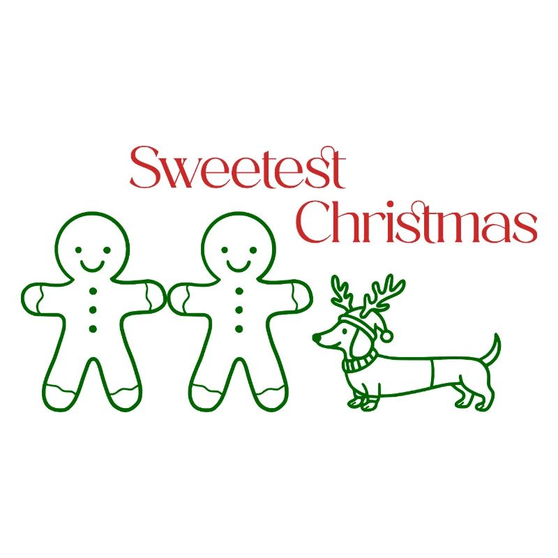 Christmas – Minimal Gingerbread & Dachshund (Green)