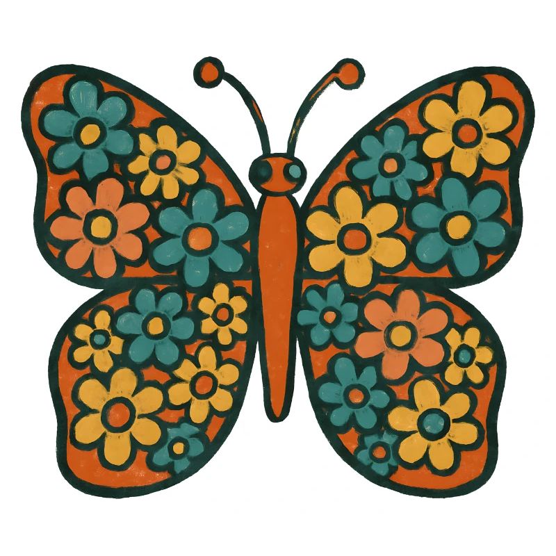 Schmetterling mit Blumenmuster