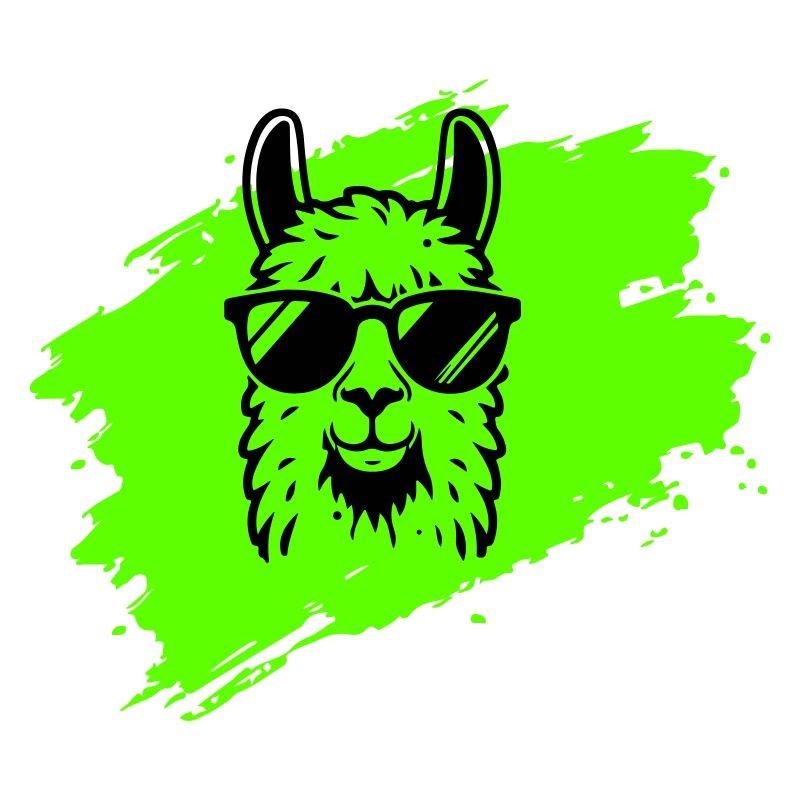 Lama oder Alpaka mit Sonnenbrille im Neonstil