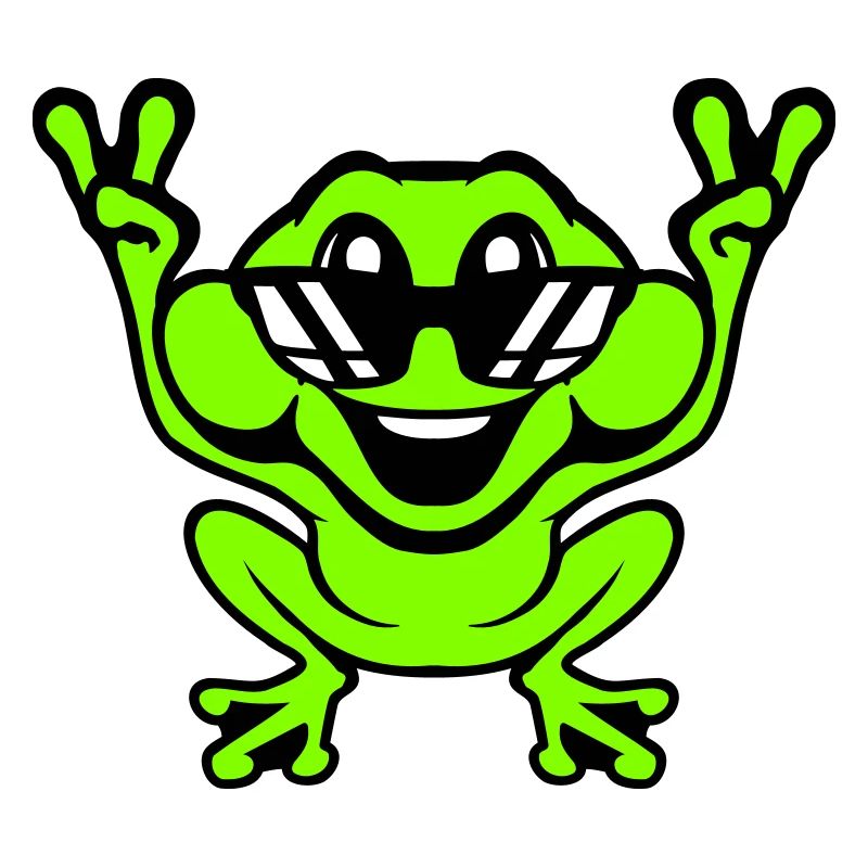 Frog Toad Cool Sunglasses Victory Peace Hands