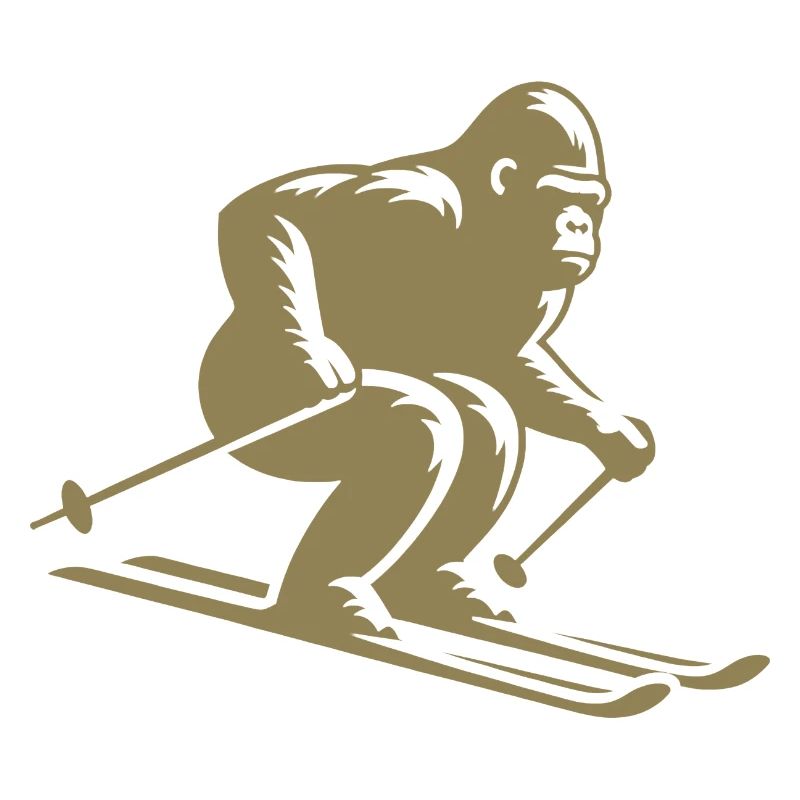 Affe Gorilla Schimpanse Ski Silhouette Design