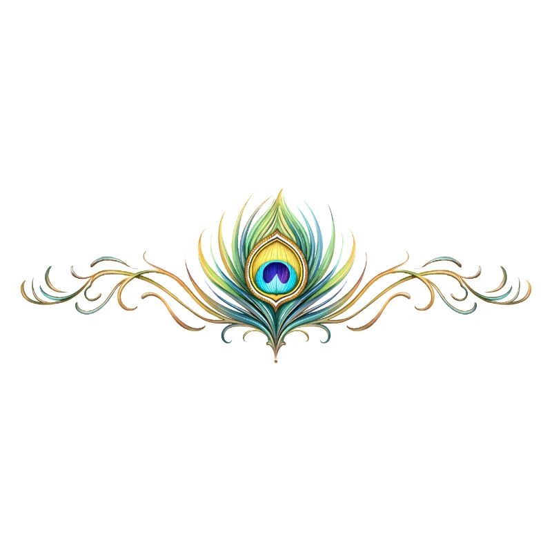 Peacock Feather Ornament Boho Symmetrical