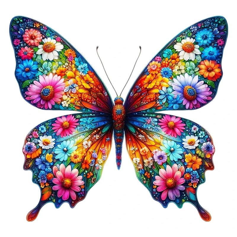 Papillon décoré de fleurs