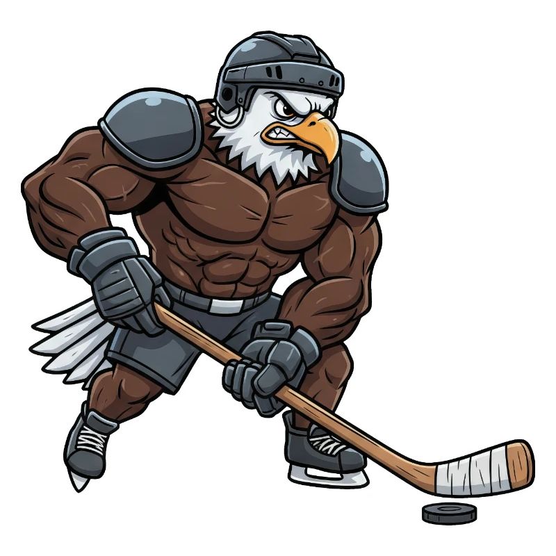 Starker Adler Eishockeyspieler mit Herrchen Cool