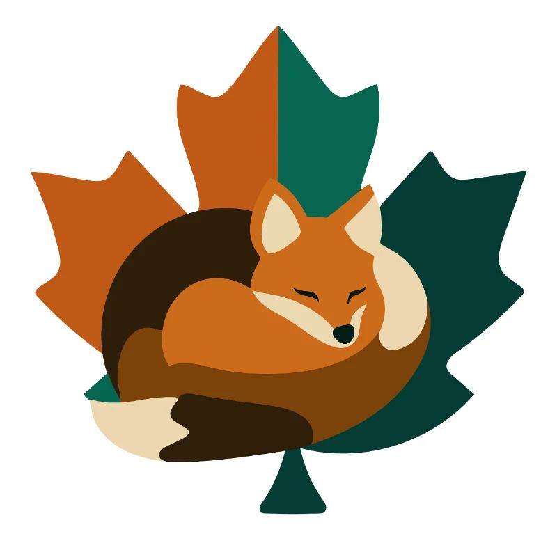 Fox in maple leaf design.