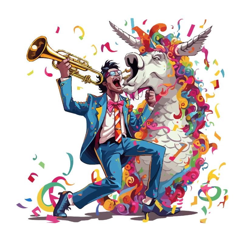 Trompeter und Regenbogen-Einhorn