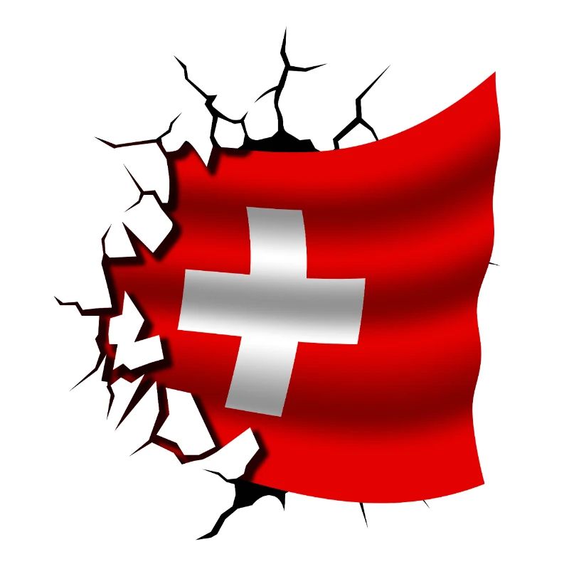 Drapeau de la Suisse - Suisse - Drapeau Broken Design