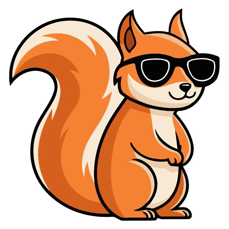 Squirrel black glasses cartoon