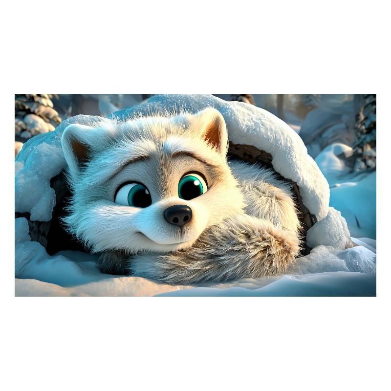 Fluffy arctic fox in the snow
