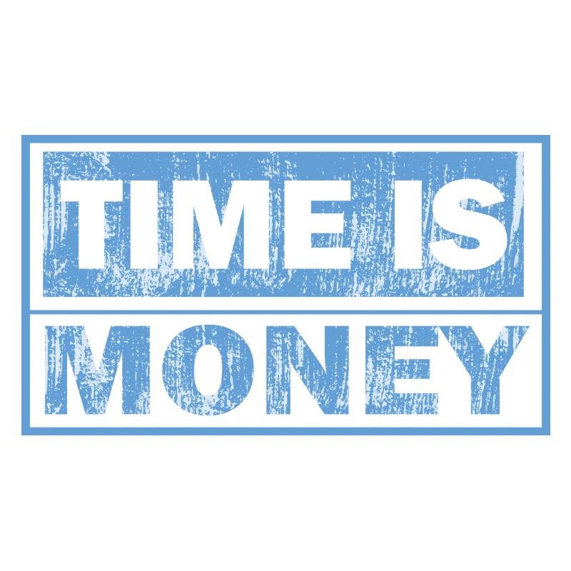 Zeit ist Geld – Blauer Blocktext