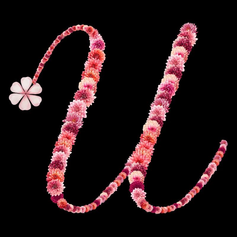 Romantic floral monogram "U"