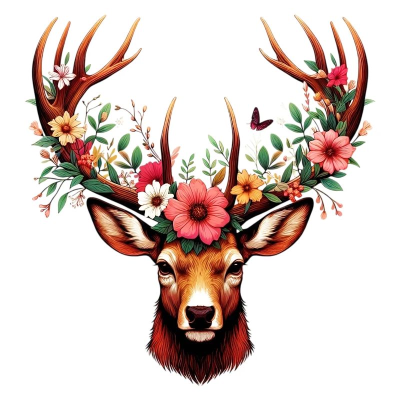 Hirsch mit Blumen