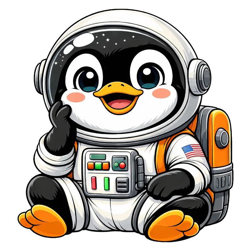 Dessin animé Astronaute Explorateur de l’Espace Pingouin mignon