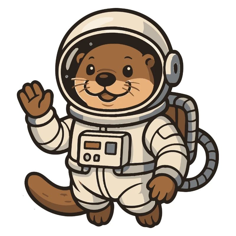 Loutre de l'espace avec combinaison spatiale