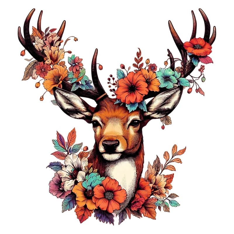Hirsch mit Blumen
