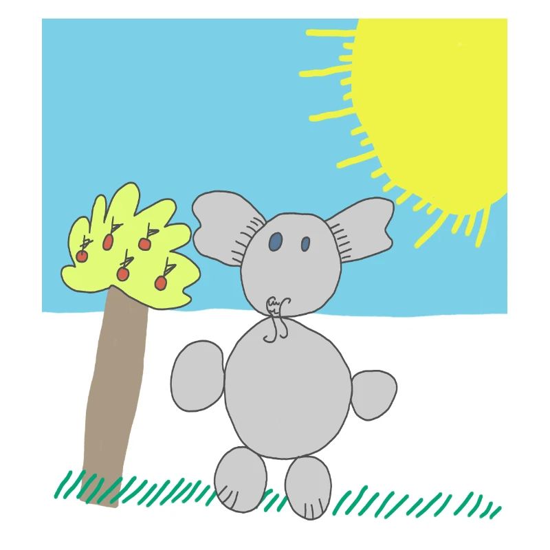 Whimsical Elephant Under a Bright Sun
