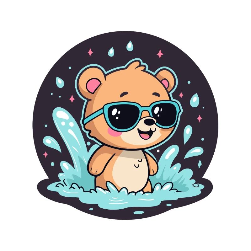 Schicker Surferbär mit blauer Brille