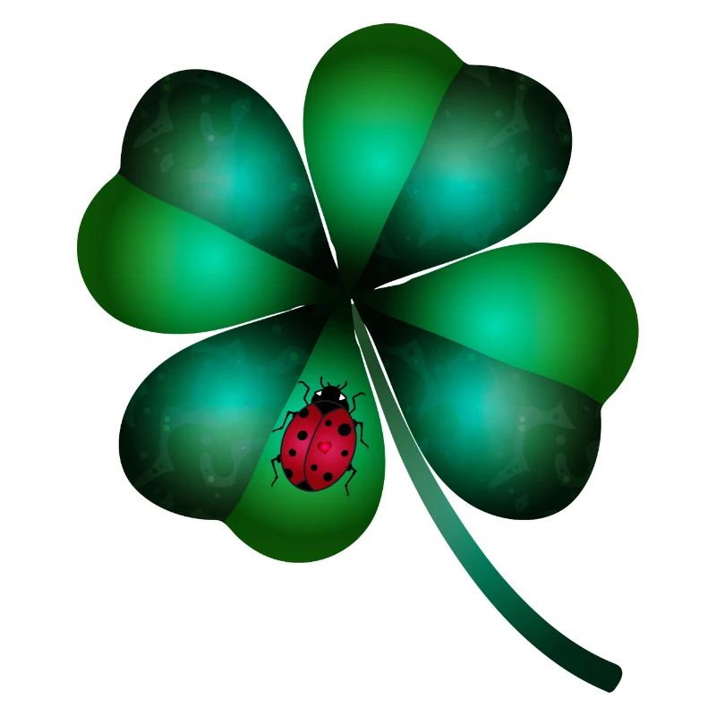 dark green four-leaf clover ladybug