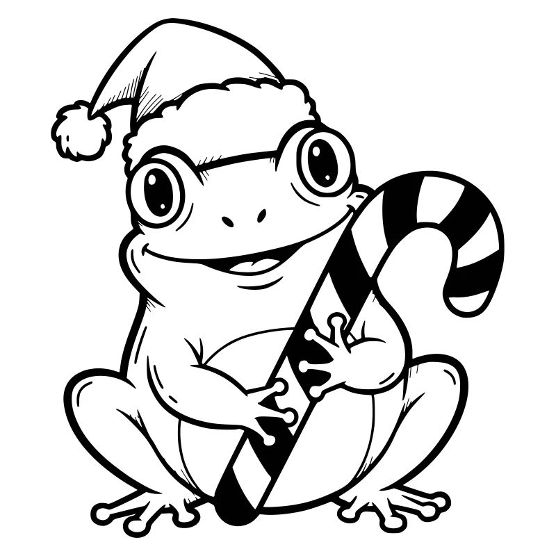 Christmas frog with candy cane