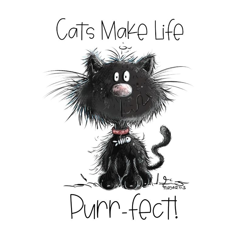 Drollige Schwarze Katze Mit Katzen Spruch