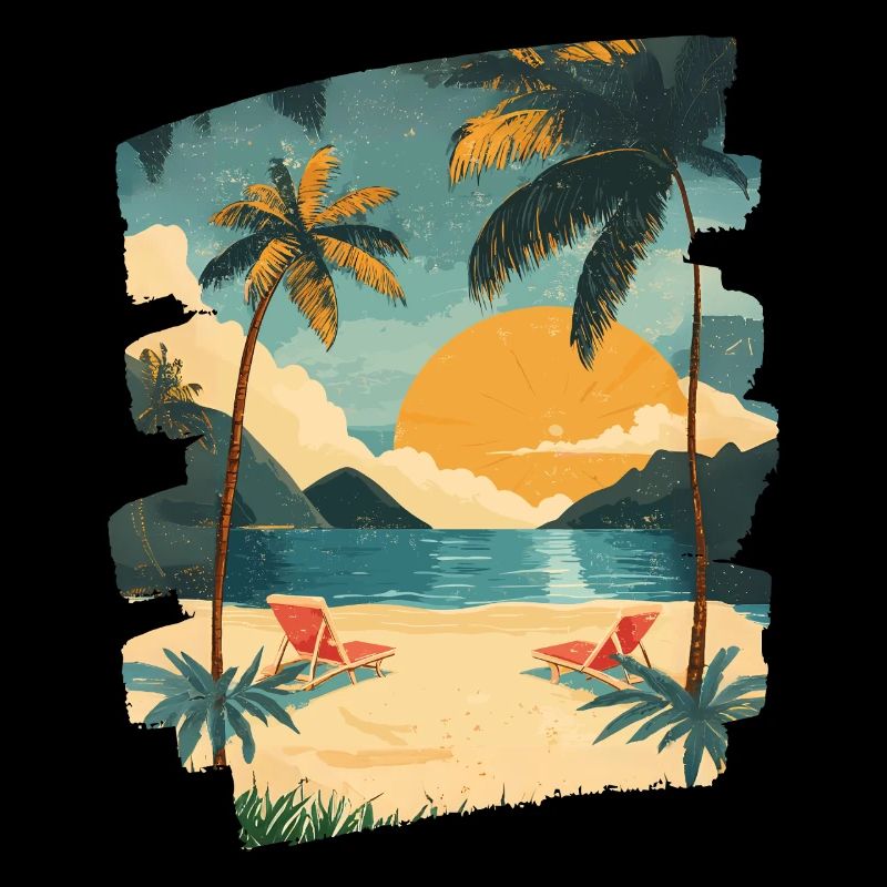 Beach Palm Trees Sunset Summer