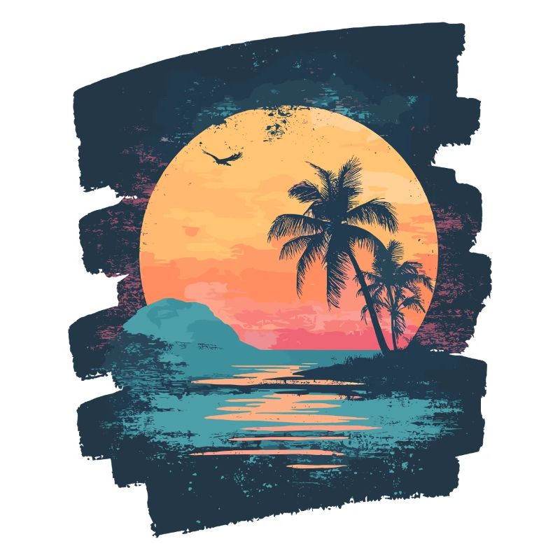Beach Palm Trees Sunset Summer