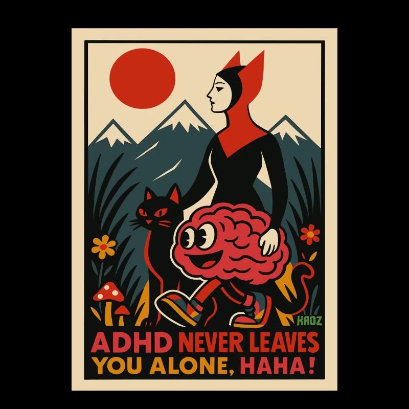 Brain Cat Adventure in Mountain Sunset