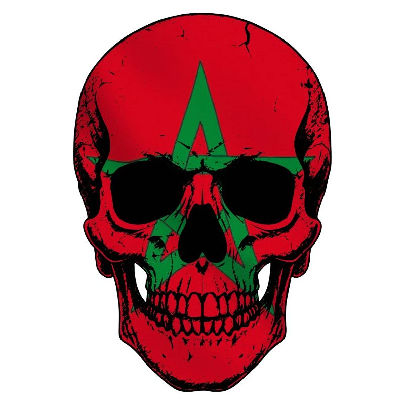 Moroccan Skull - Crâne avec le drapeau du Maroc