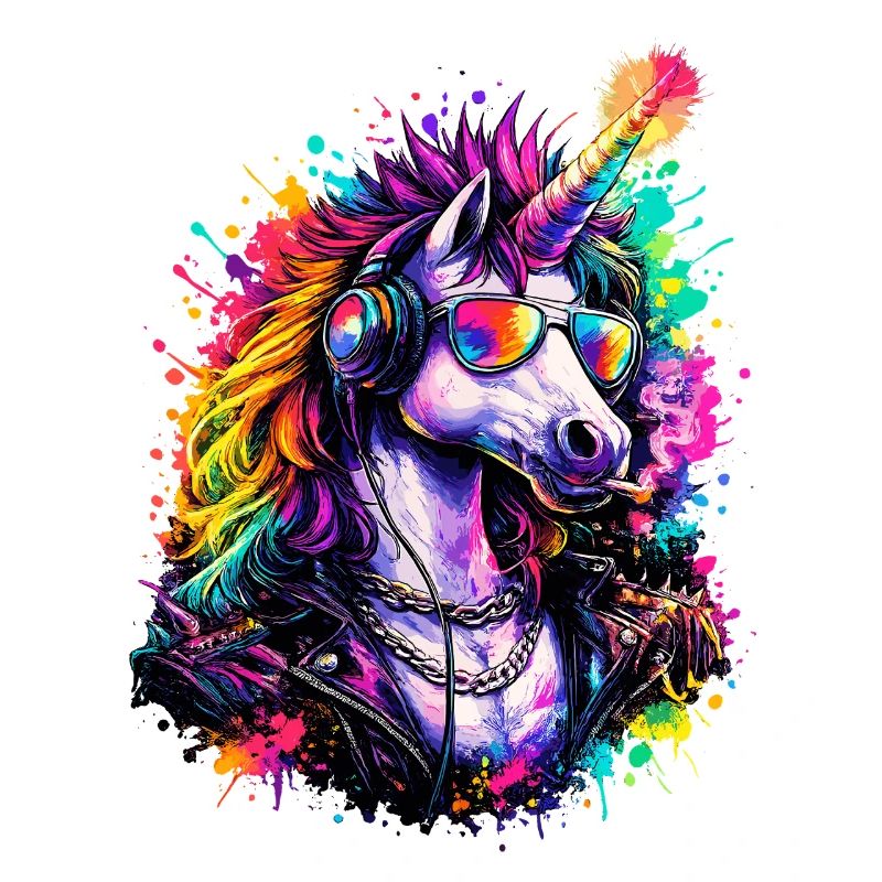 Cooles Einhorn DJ mit Kopfhörern