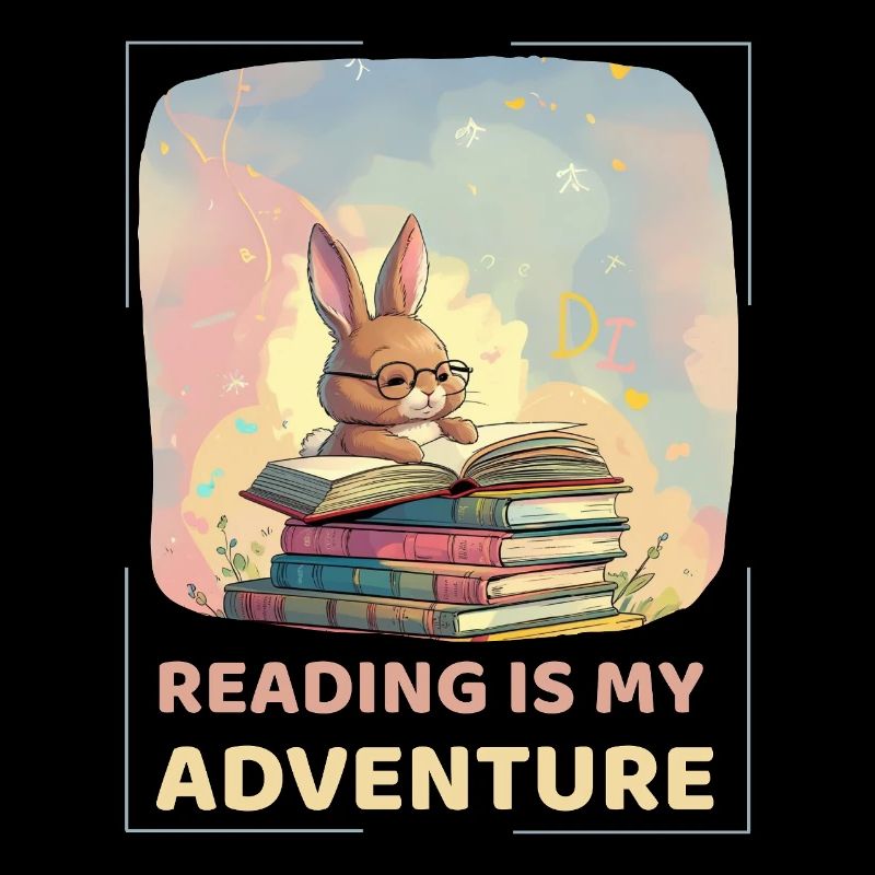 Rabbit reading with adventure style